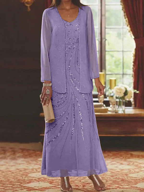Sheath/Column Mother of the Bride & Groom Dresses with Jacket & Sequins