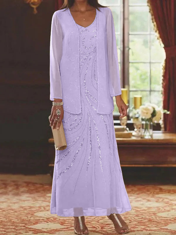 Sheath/Column Mother of the Bride & Groom Dresses with Jacket & Sequins