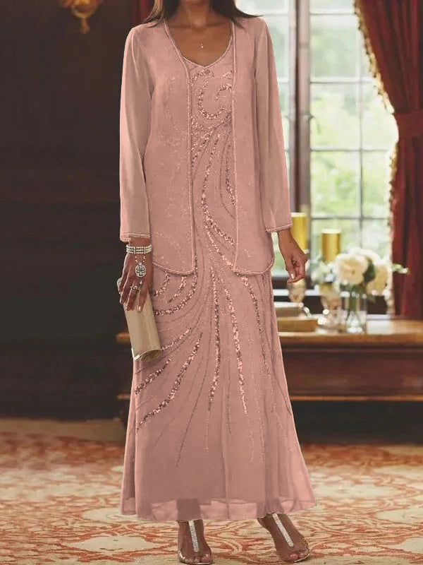 Sheath/Column Mother of the Bride & Groom Dresses with Jacket & Sequins