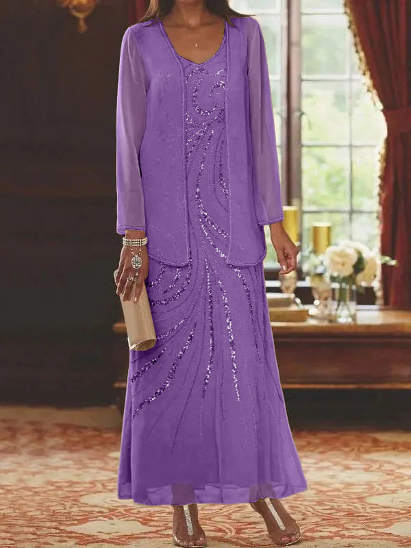 Sheath/Column Mother of the Bride & Groom Dresses with Jacket & Sequins