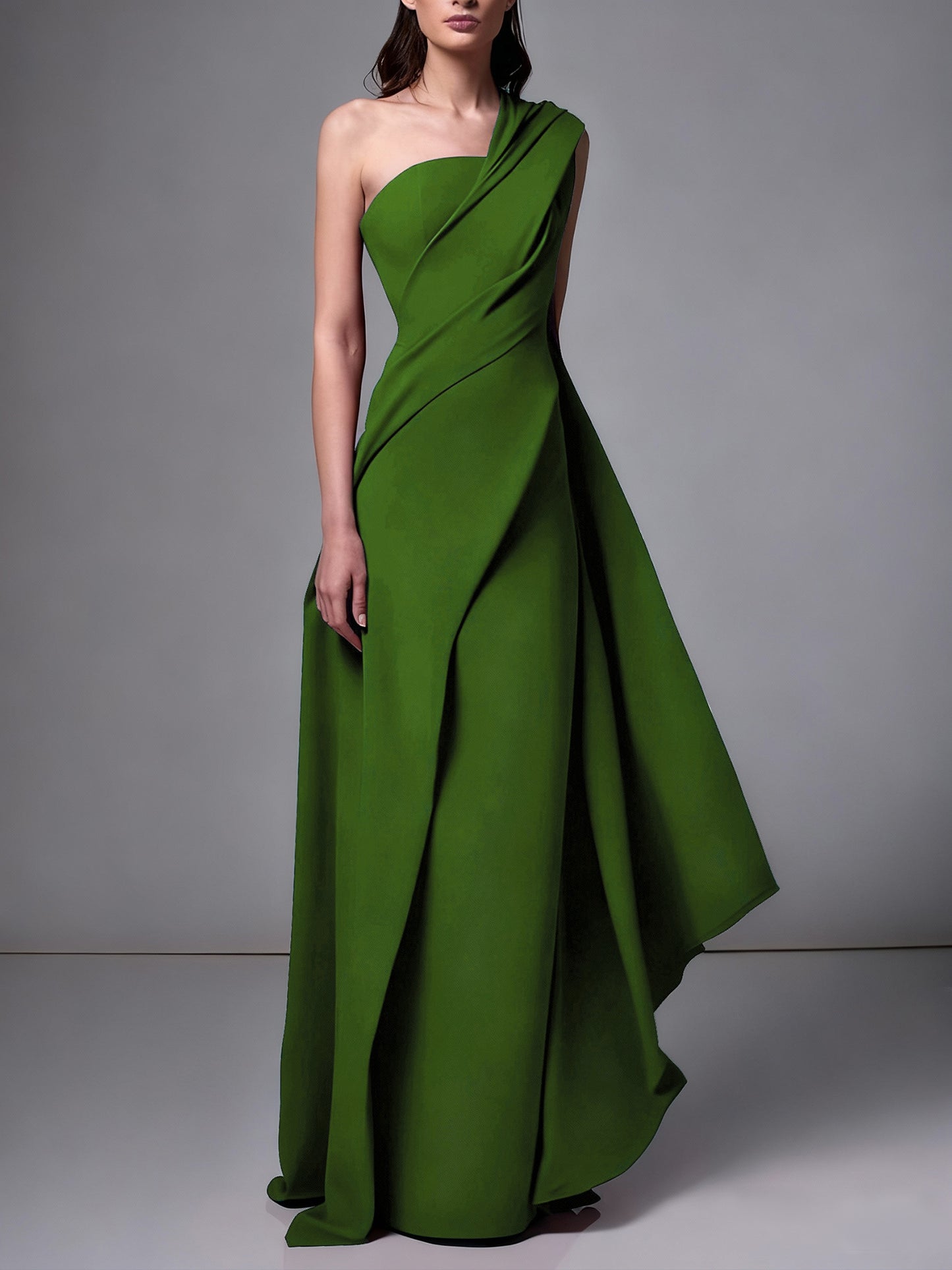 Sheath/Column One-Shoulder Sleeveless Evening Dresses With Pleats Ruched
