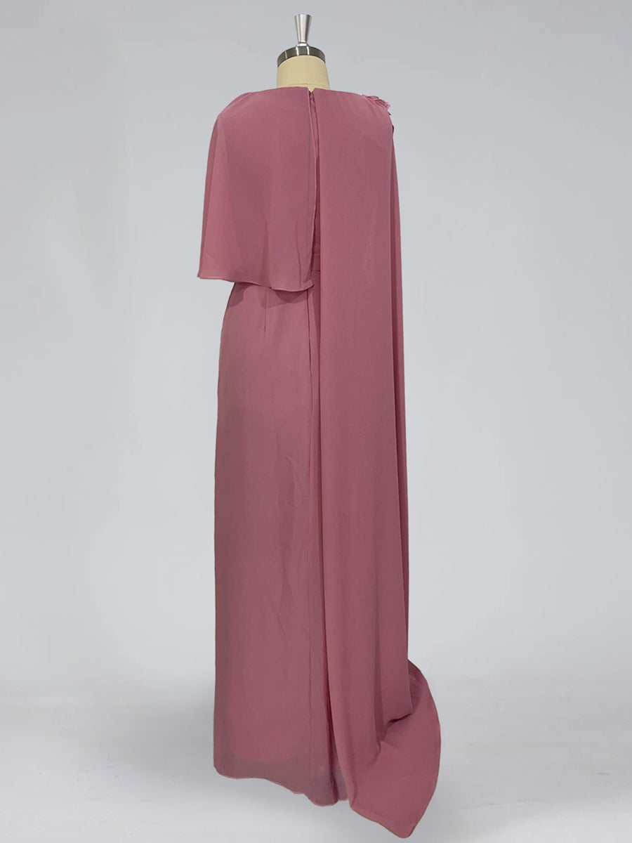 Sheath/Column Cowl Neck Sleeveless Floor-Length Mother of the Bride Dresses with Flower
