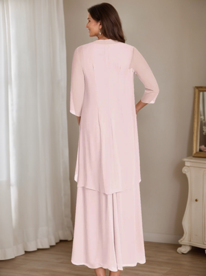 Sheath/Column V-Neck Sleeveless Floor-Length Plus Size Mother of the Bride Dresses with Wraps