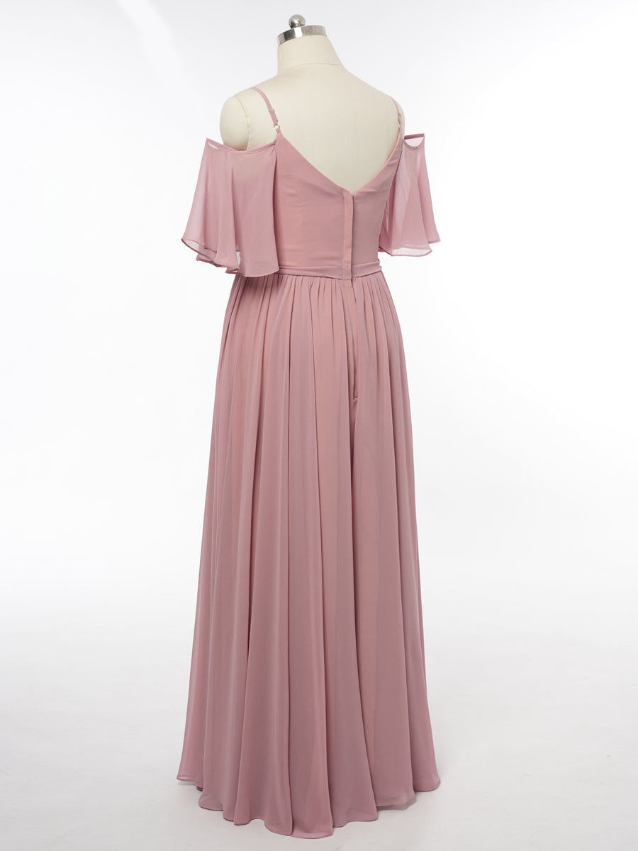 A-Line/Princess Off-the-Shoulder Short Sleeves Bridesmaid Dresses with Ruched