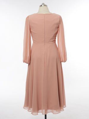 A-Line/Princess V-Neck Long Sleeves Bridesmaid Dresses with Ruffles