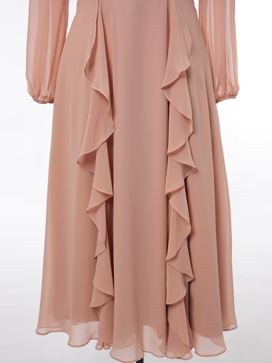 A-Line/Princess V-Neck Long Sleeves Bridesmaid Dresses with Ruffles