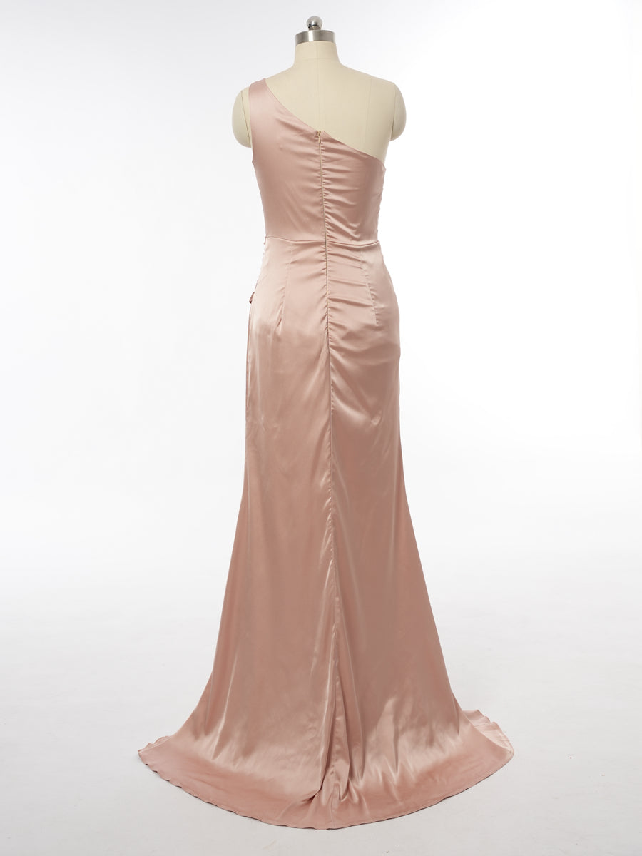 Sheath/Column One-Shoulder Sleeveless Evening Dresses with Split Side