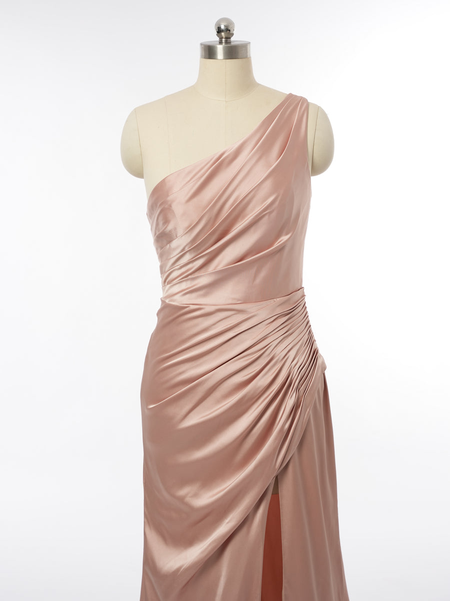 Sheath/Column One-Shoulder Sleeveless Evening Dresses with Split Side