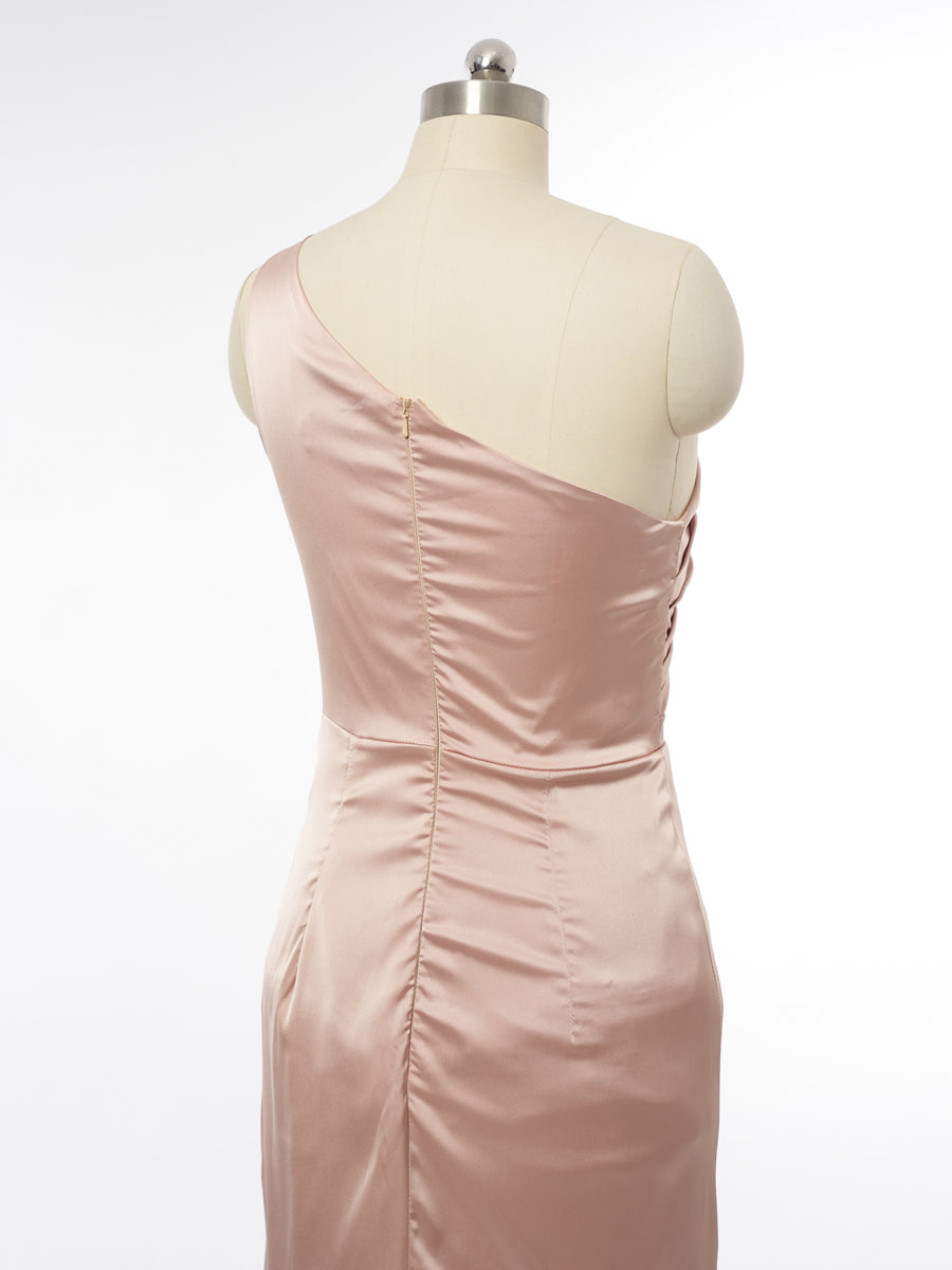 Sheath/Column One-Shoulder Sleeveless Evening Dresses with Split Side