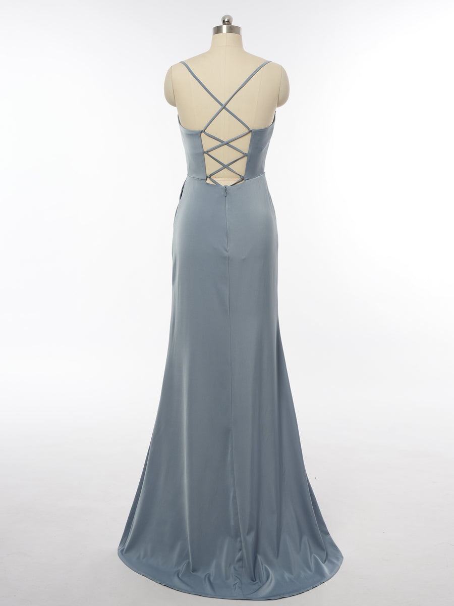 Sheath/Column Spaghetti Straps Sleeveless Evening Dresses with Ruched