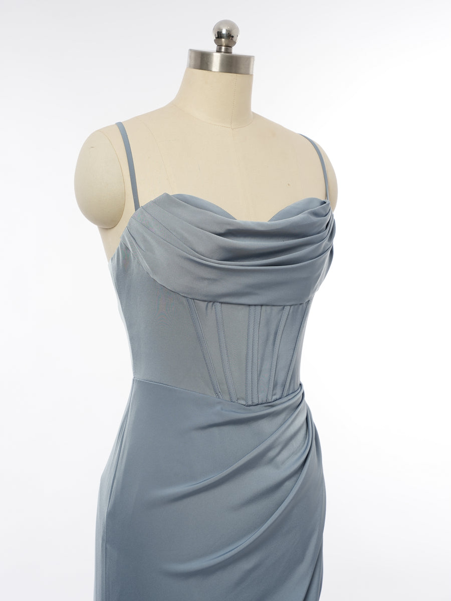 Sheath/Column Spaghetti Straps Sleeveless Evening Dresses with Ruched