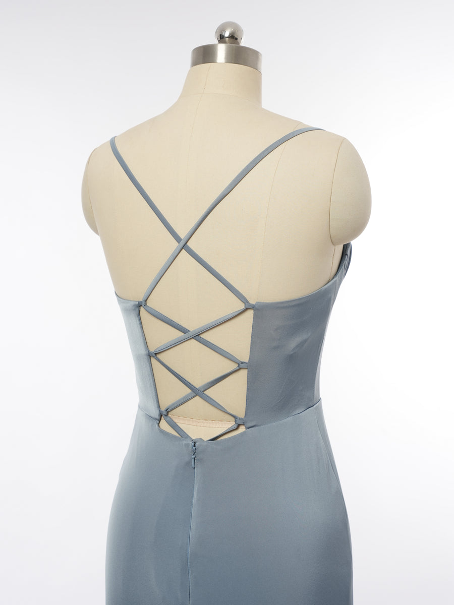 Sheath/Column Spaghetti Straps Sleeveless Evening Dresses with Ruched