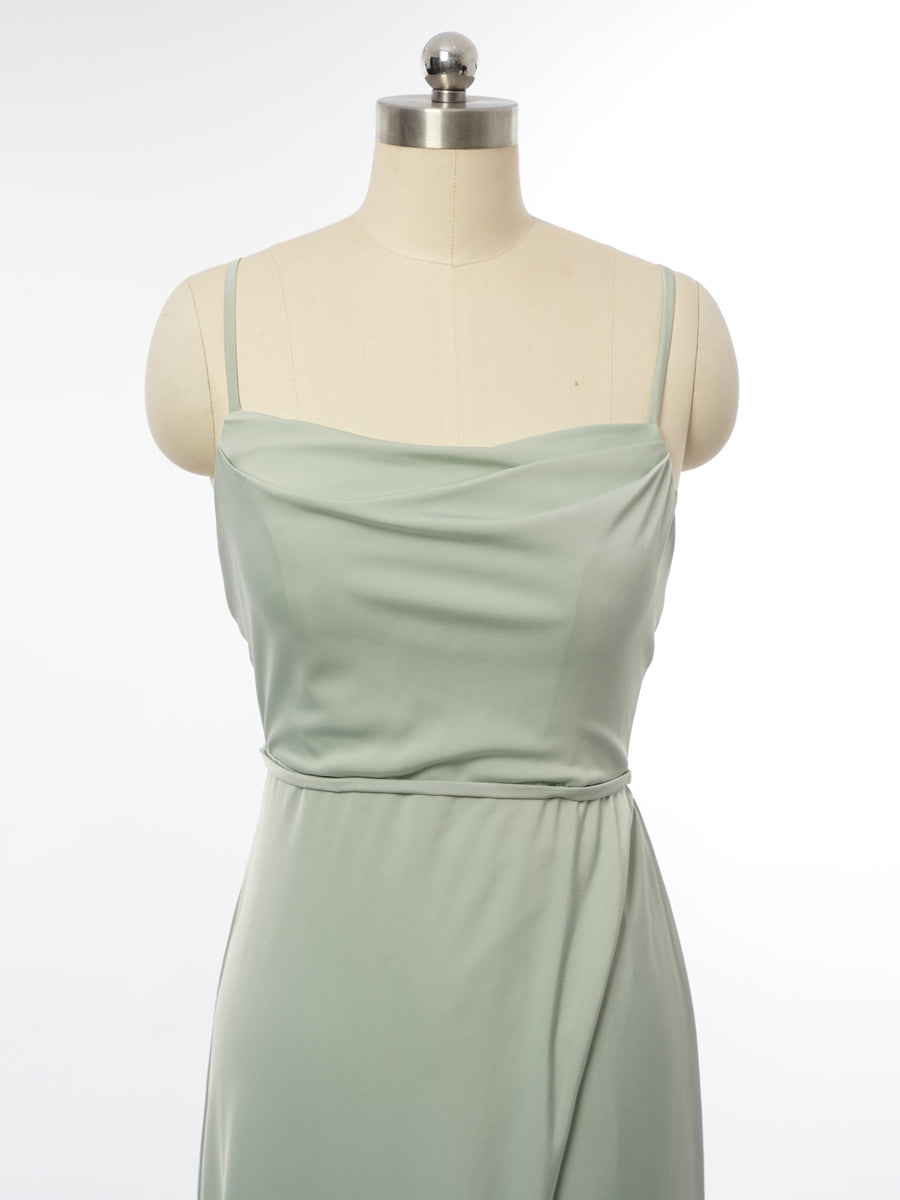 Sheath/Column Spaghetti Straps Sleeveless Evening Dresses with Split Side