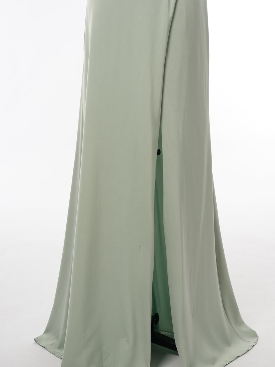 Sheath/Column Spaghetti Straps Sleeveless Evening Dresses with Split Side