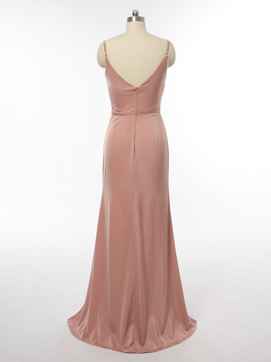 Sheath/Column Spaghetti Straps Sleeveless Evening Dresses with Ruched