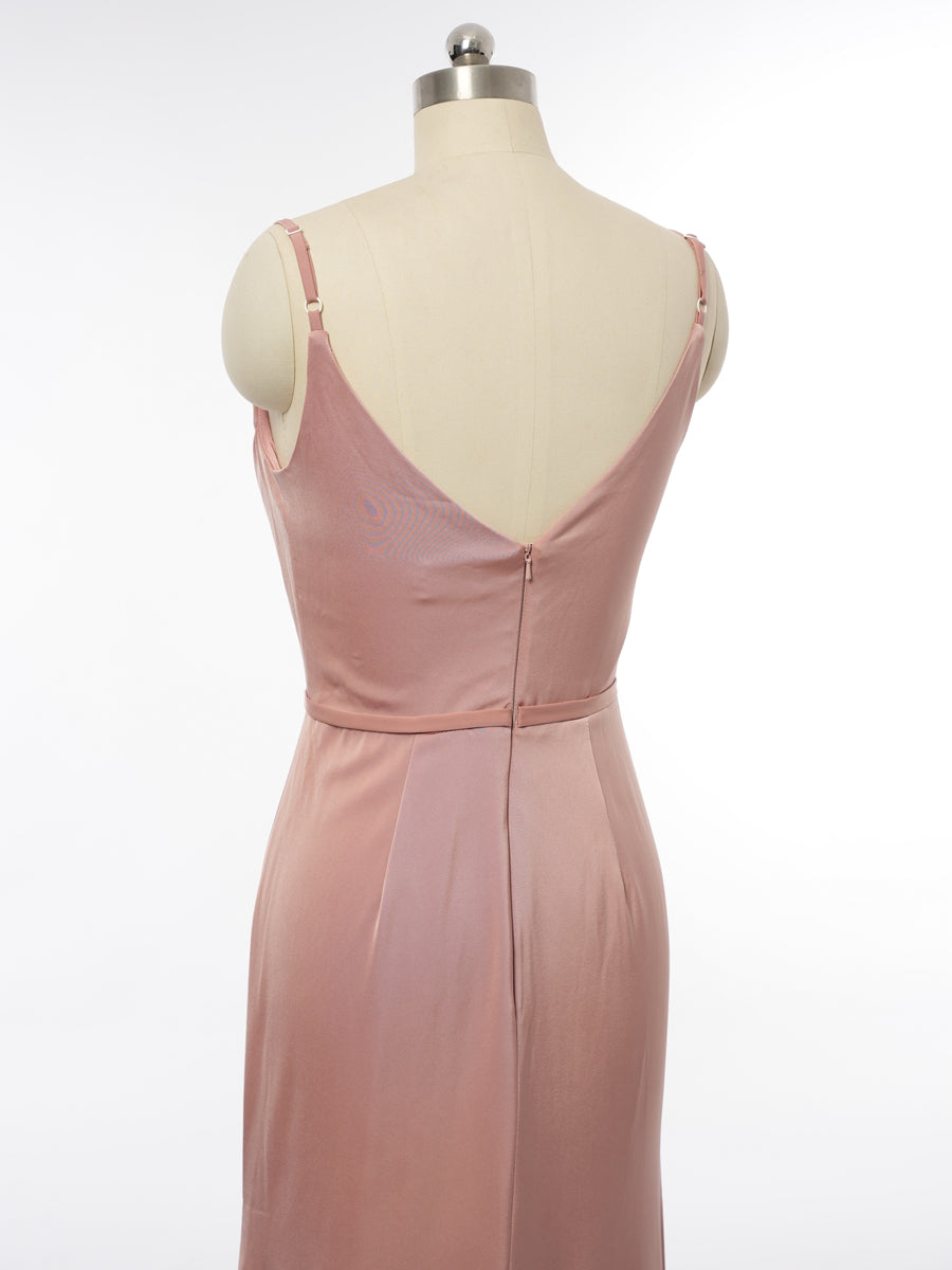 Sheath/Column Spaghetti Straps Sleeveless Evening Dresses with Ruched