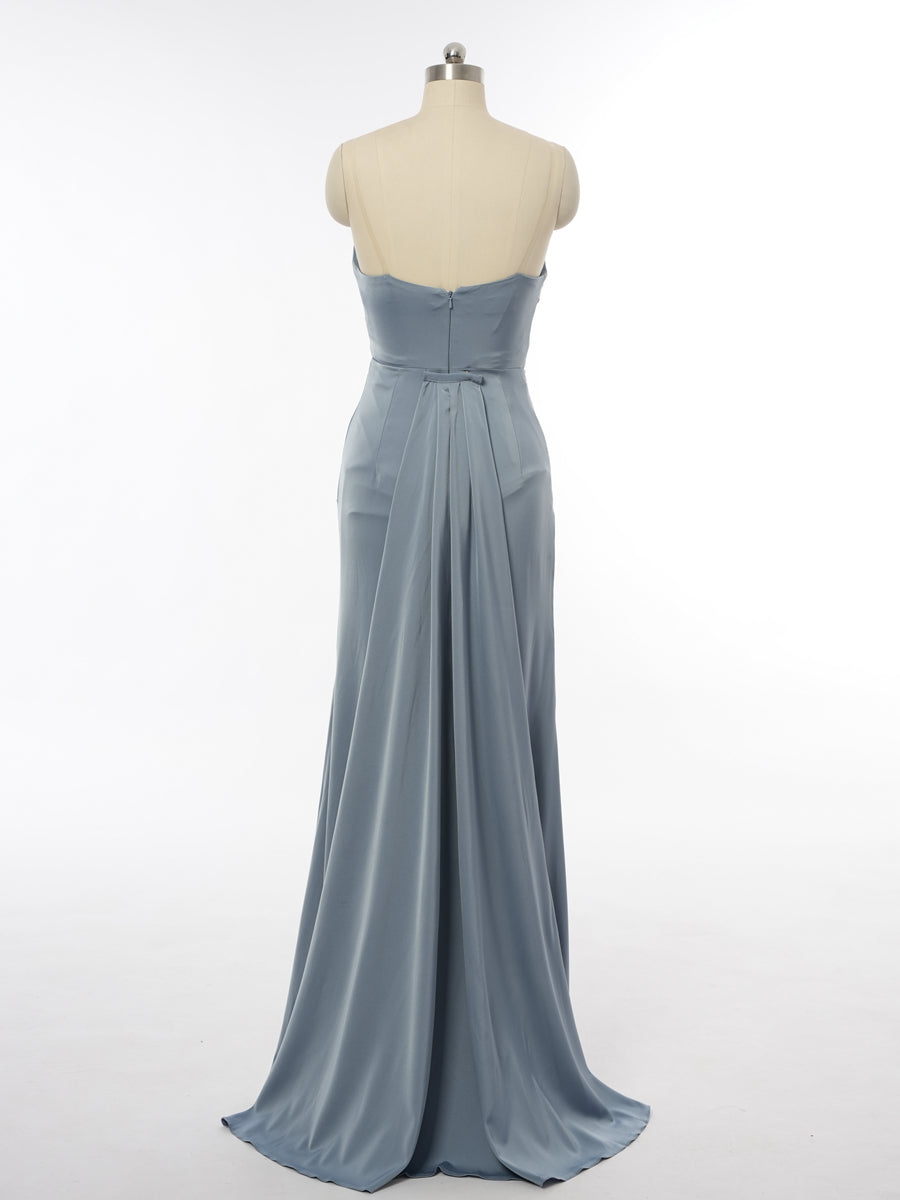 Sheath/Column Strapless Sleeveless Evening Dresses with Split Side