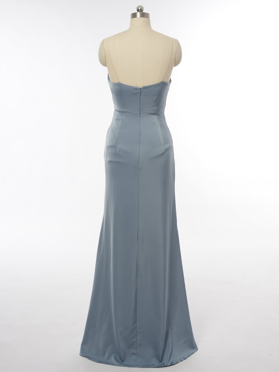 Sheath/Column Strapless Sleeveless Evening Dresses with Split Side