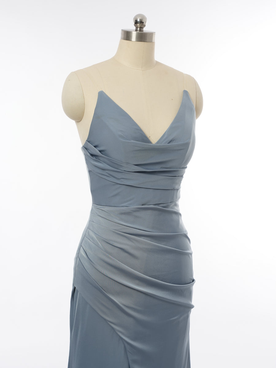Sheath/Column Strapless Sleeveless Evening Dresses with Split Side