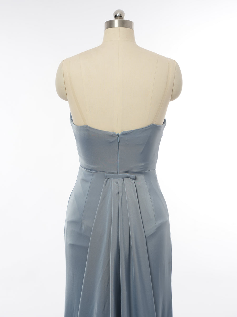 Sheath/Column Strapless Sleeveless Evening Dresses with Split Side