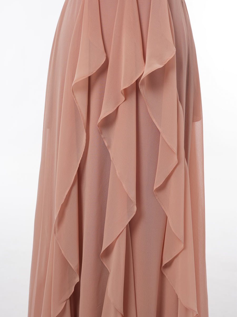 A-Line/Princess V-Neck Sleeveless Bridesmaid Dresses with Ruffles