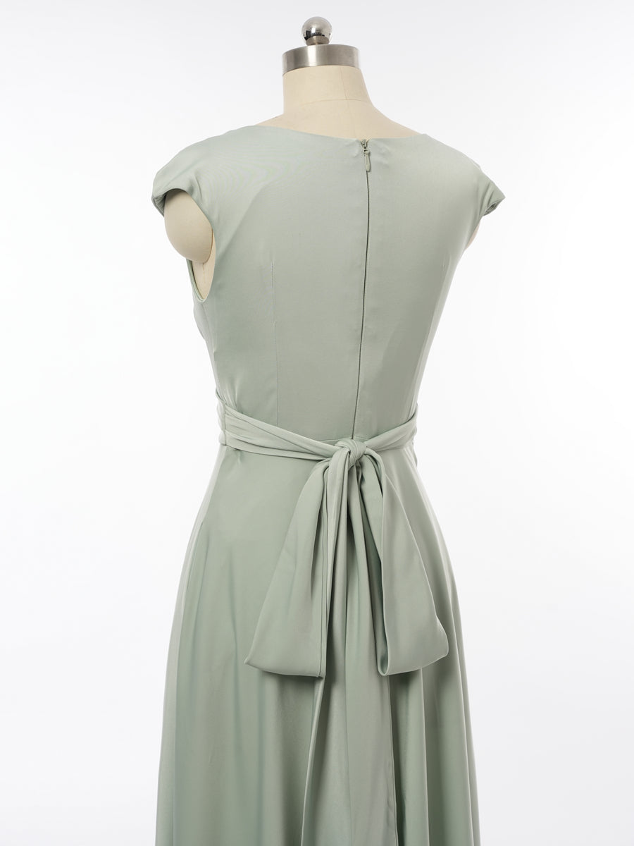 A-Line/Princess Scoop Sleeveless Bridesmaid Dresses with Ruched