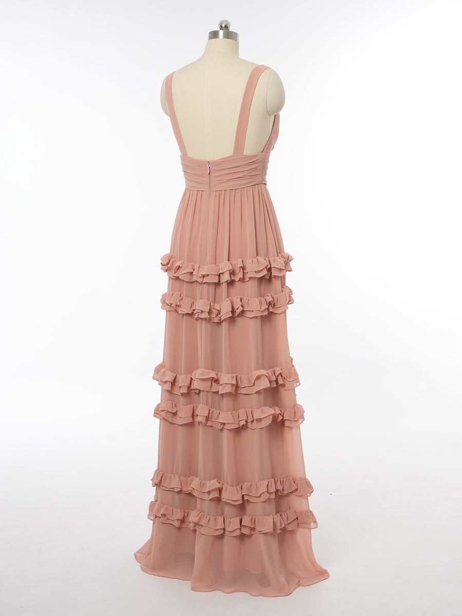 A-Line/Princess V-Neck Sleeveless Bridesmaid Dresses with Split Side