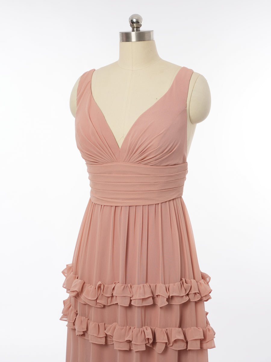 A-Line/Princess V-Neck Sleeveless Bridesmaid Dresses with Split Side