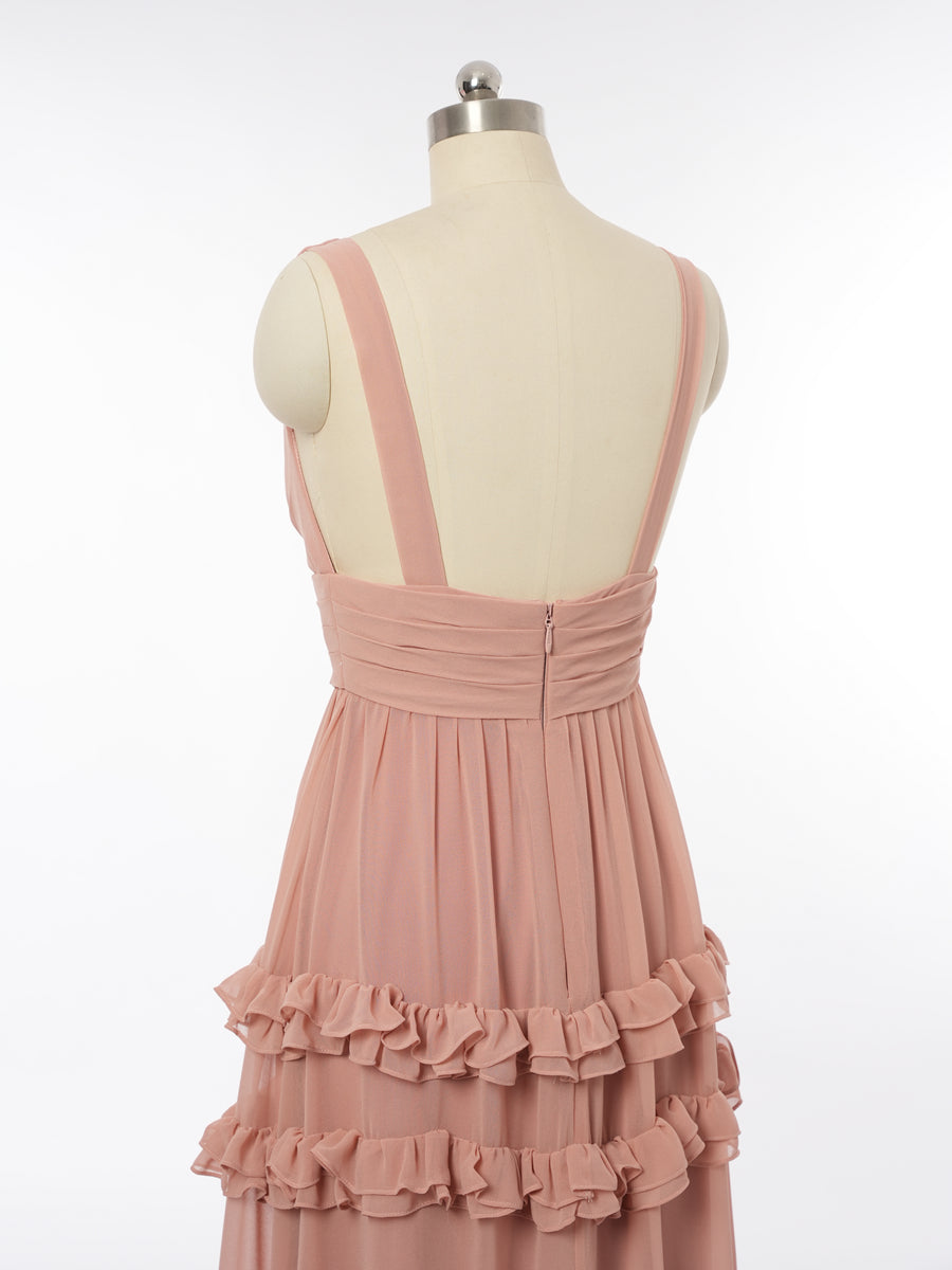 A-Line/Princess V-Neck Sleeveless Bridesmaid Dresses with Split Side