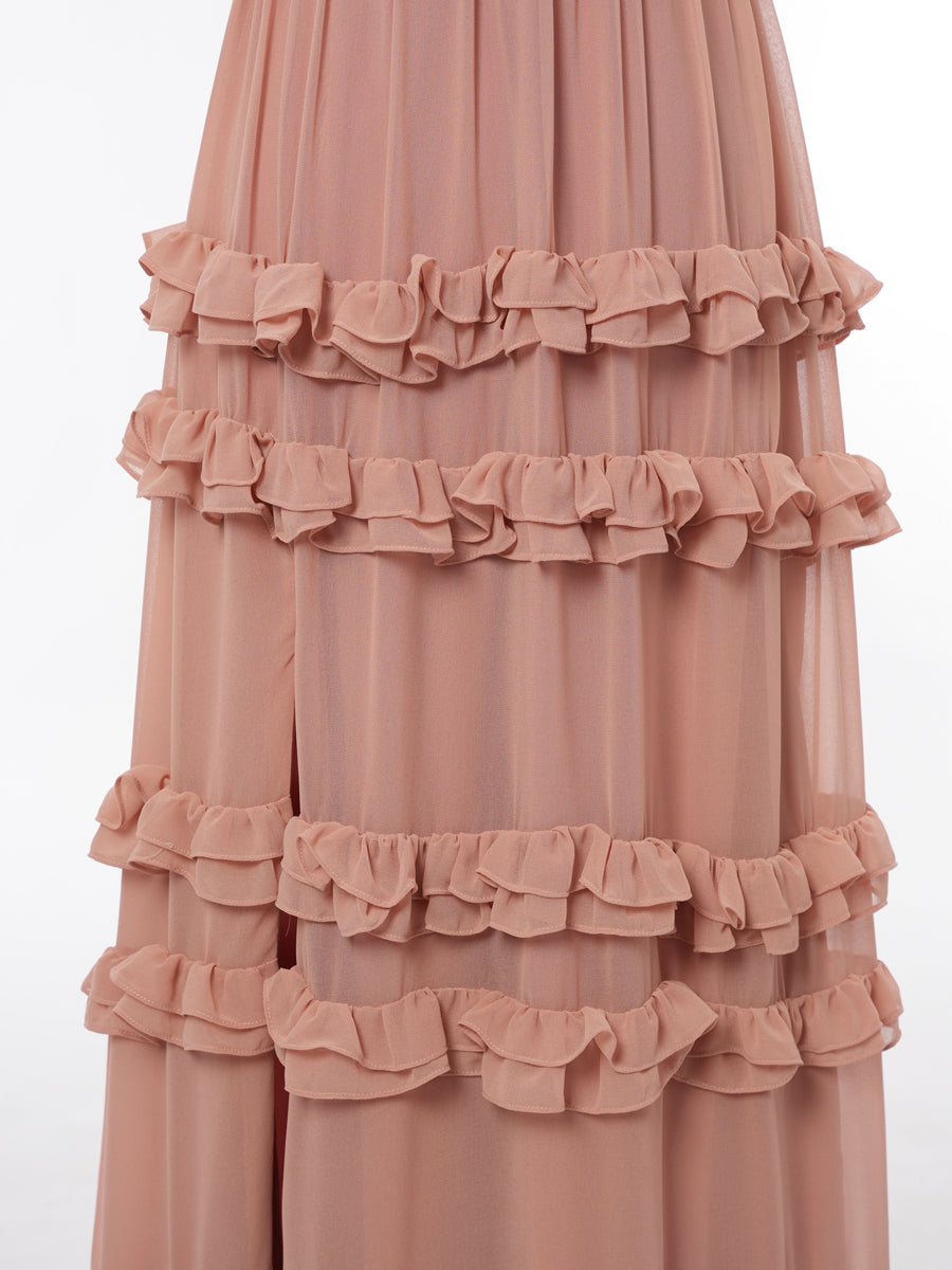A-Line/Princess V-Neck Sleeveless Bridesmaid Dresses with Split Side