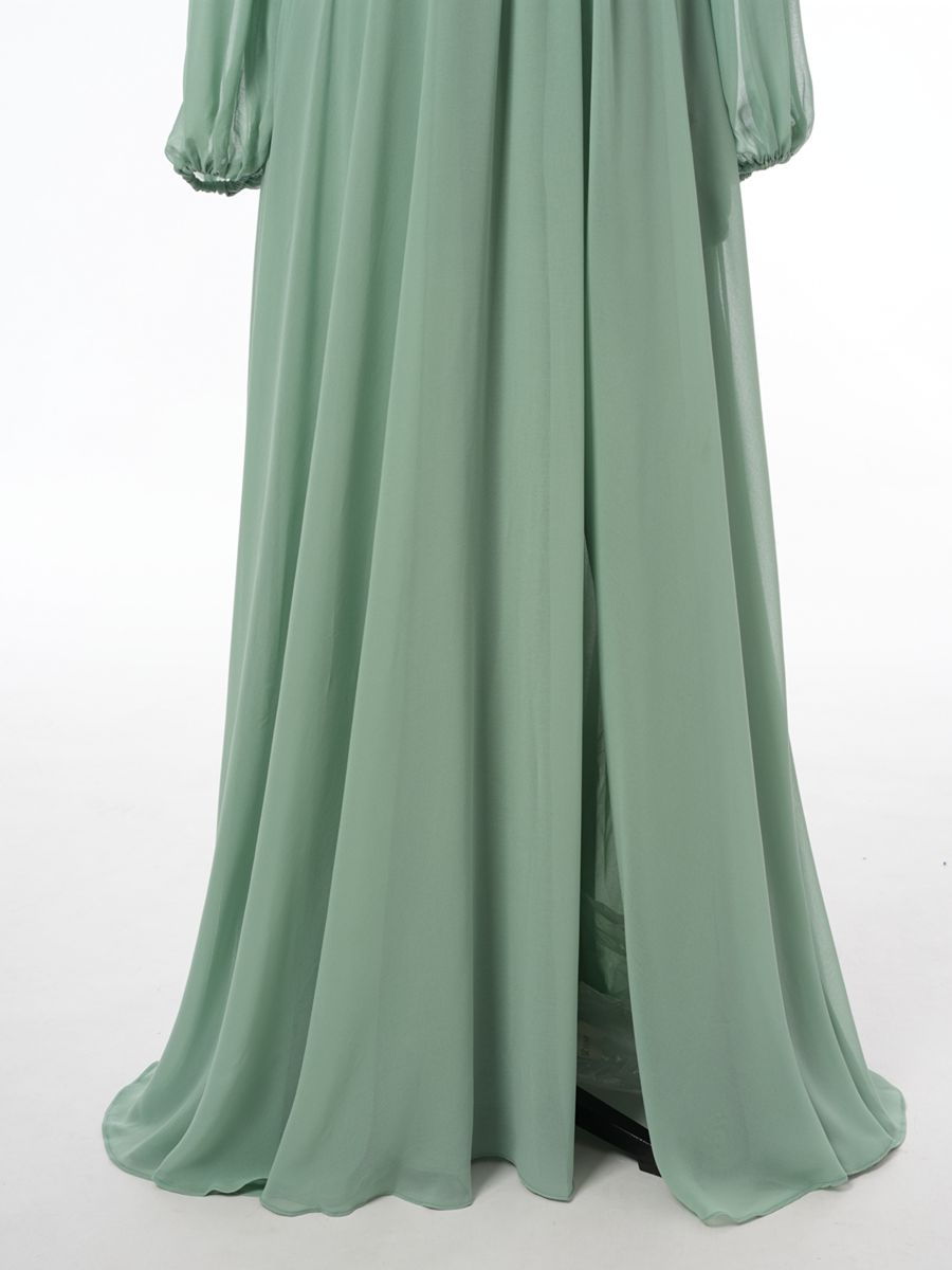 A-Line/Princess Off-the-Shoulder Long Sleeves Bridesmaid Dresses with Split Side