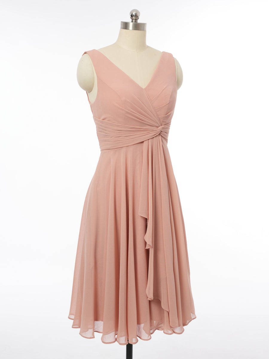 A-Line/Princess V-Neck Sleeveless Bridesmaid Dresses with Ruffles