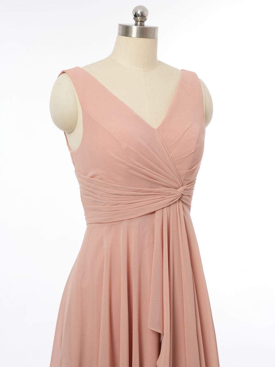 A-Line/Princess V-Neck Sleeveless Bridesmaid Dresses with Ruffles
