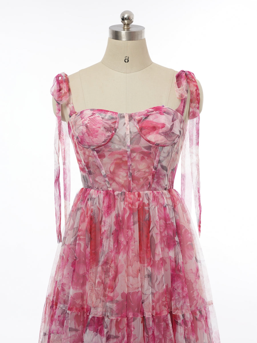 A-Line/Princess Scoop Sleeveless Evening Dresses with Bow Knot