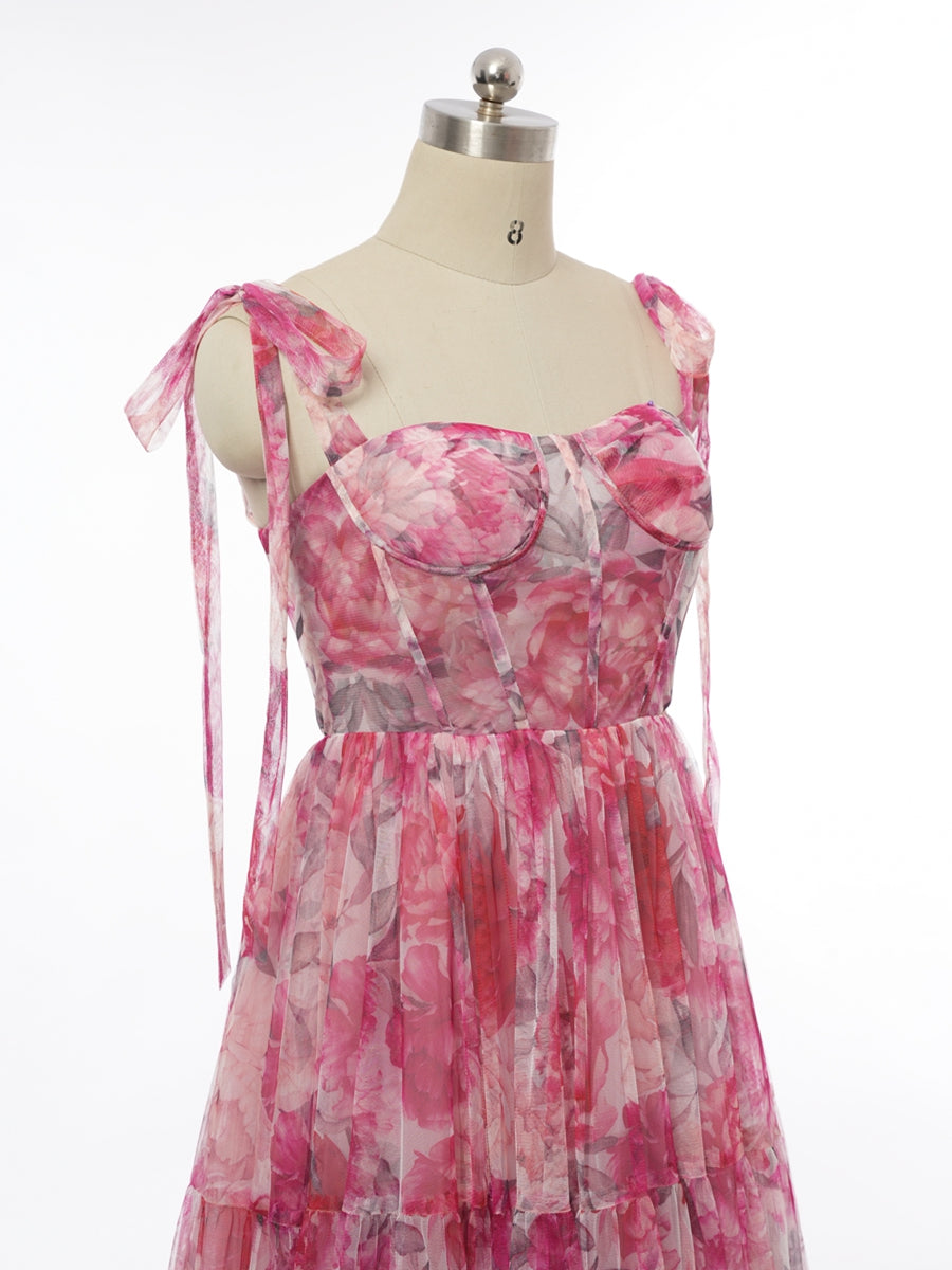 A-Line/Princess Scoop Sleeveless Evening Dresses with Bow Knot