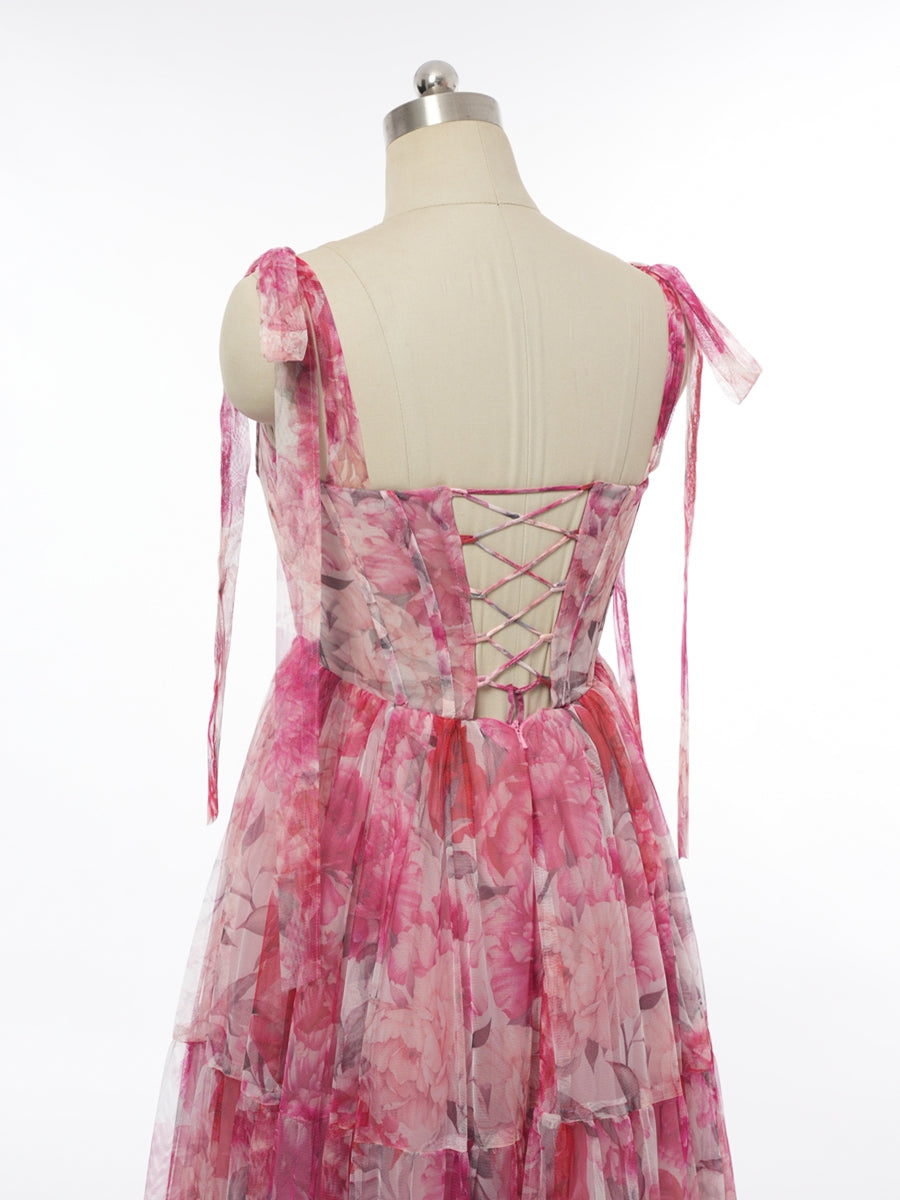 A-Line/Princess Scoop Sleeveless Evening Dresses with Bow Knot