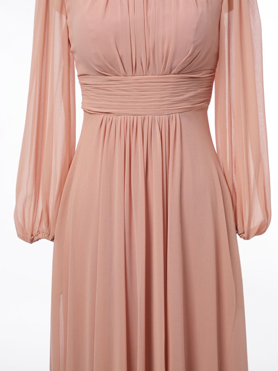 A-Line/Princess Scoop Long Sleeves Bridesmaid Dresses with Ruched