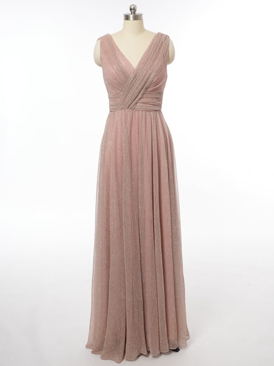 A-Line/Princess V-Neck Sleeveless Bridesmaid Dresses with Ruched