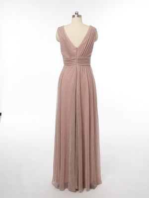 A-Line/Princess V-Neck Sleeveless Bridesmaid Dresses with Ruched