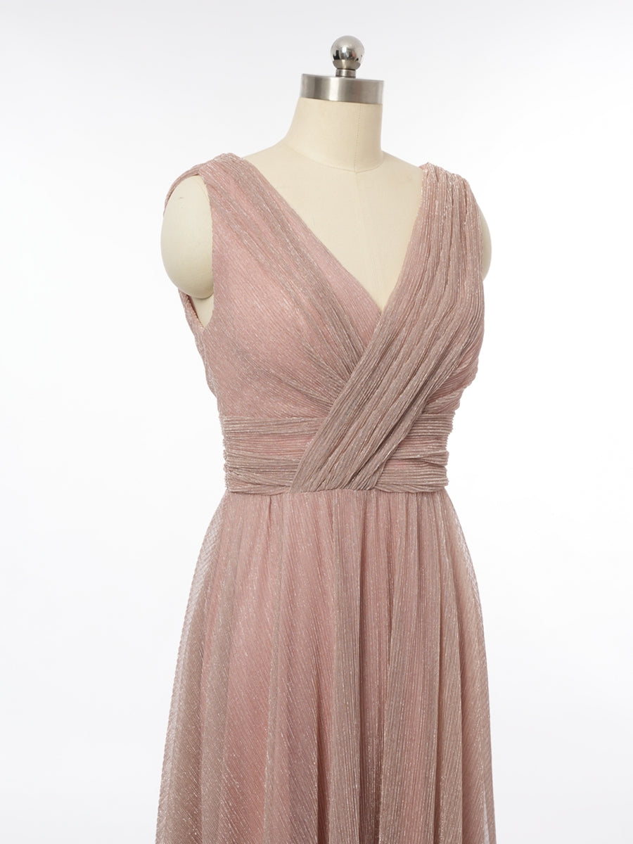 A-Line/Princess V-Neck Sleeveless Bridesmaid Dresses with Ruched