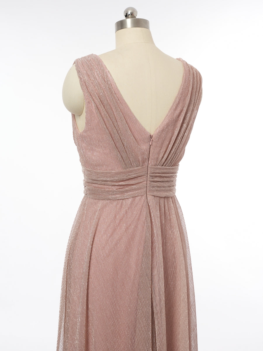 A-Line/Princess V-Neck Sleeveless Bridesmaid Dresses with Ruched