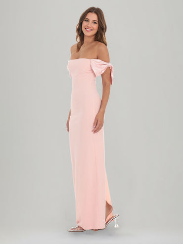 Sheath/Column Crepe Off-the-Shoulder Sleeveless Ankle-Length Split Side Evening Dresses