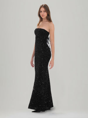 Sheath/Column Strapless Sleeveless Ankle-Length Sequins Prom Dresses