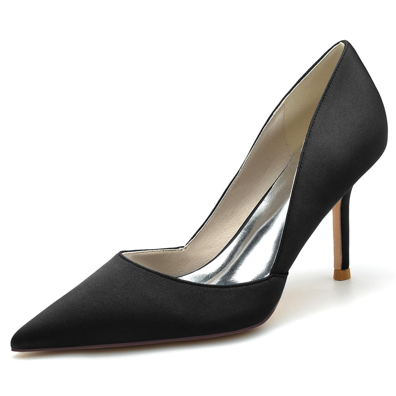 Women's Wedding Shoes Pointed Toe High Heel Silk Satin Minimalism Bridal Shoes
