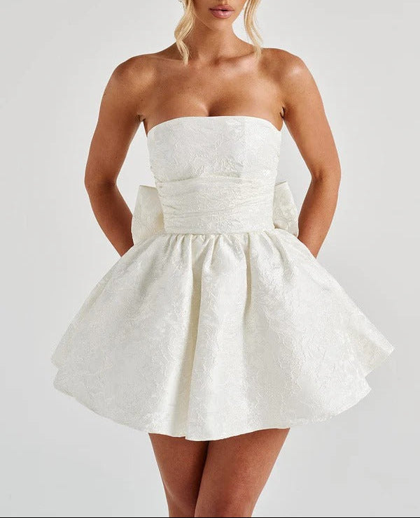 A Line/Princess Christmas Party Dresses Homecoming Short/Mini Off Shoulder Sleeveless With Detachable Bow Cocktail