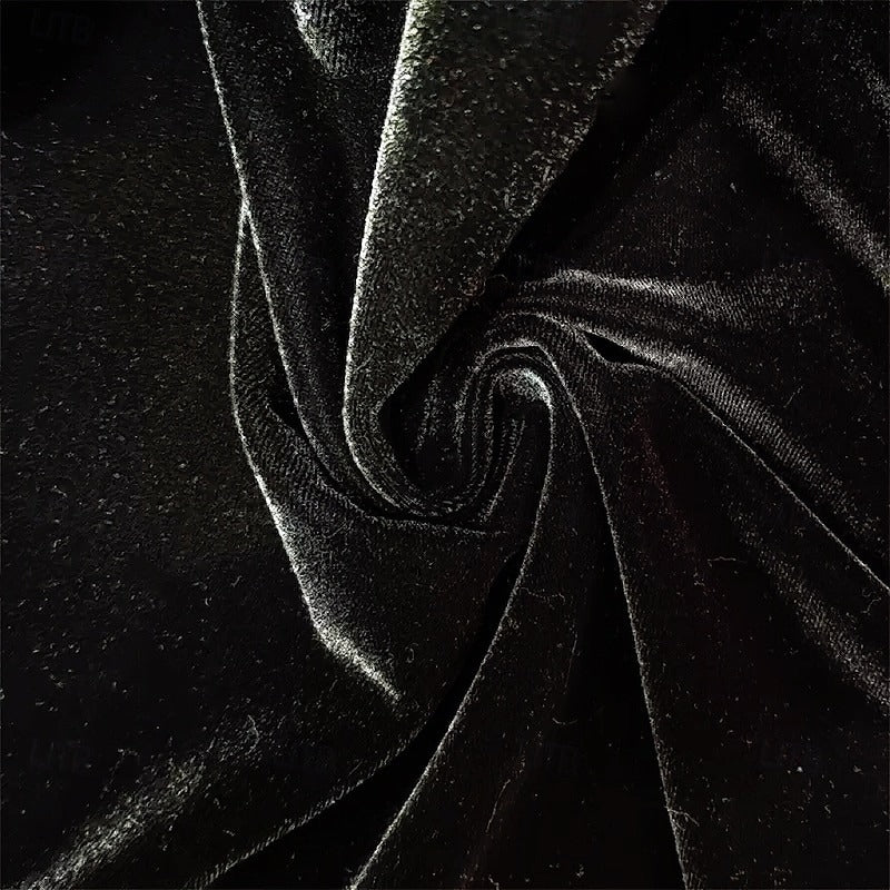 Sheath/Column Evening Gown Elegant Dress Formal Wedding Floor Length Long Sleeve Stand Collar Velvet with Pleats