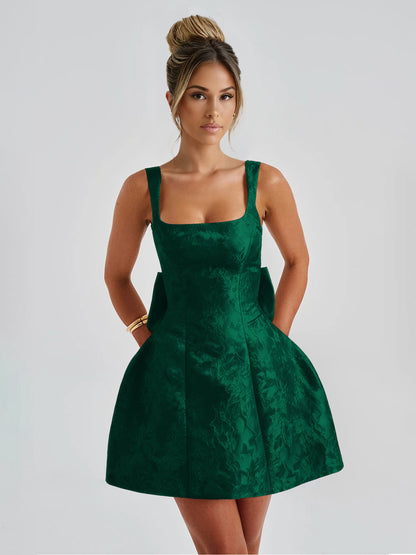 A Line/Princess Christmas Party Dresses Short/Mini Spaghetti Straps Sleeveless With Detachable Bow Cocktail