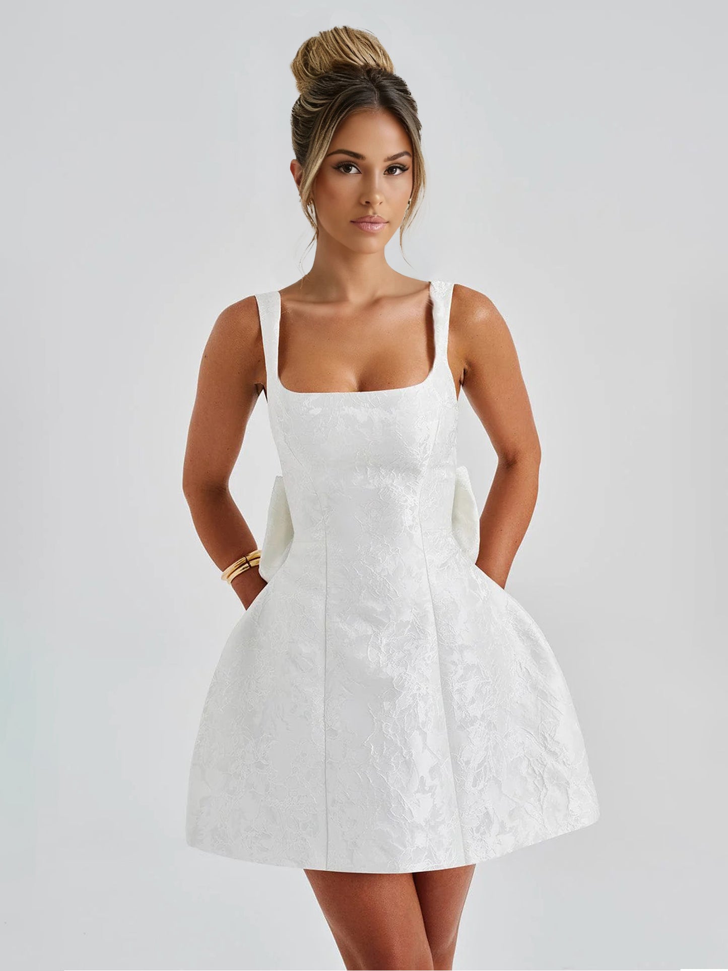 A Line/Princess Christmas Party Dresses Short/Mini Spaghetti Straps Sleeveless With Detachable Bow Cocktail