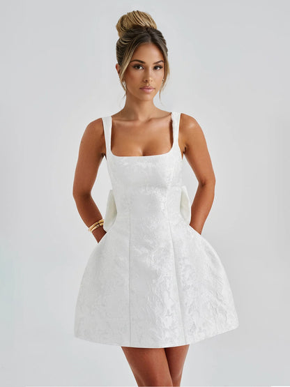 A Line/Princess Christmas Party Dresses Short/Mini Spaghetti Straps Sleeveless With Detachable Bow Cocktail