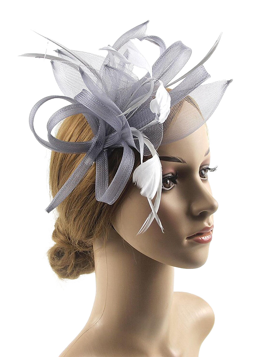 Vintage Organza Wedding Floppy Hat Fascinators/Headpiece with Feather & Bow